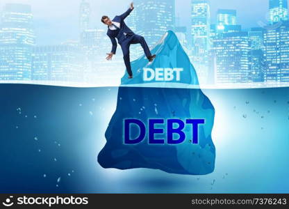 Debt and loan concept with hidden iceberg