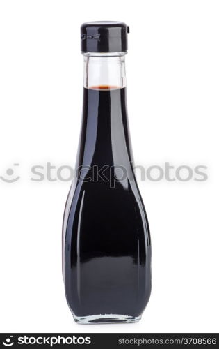 Decanter with balsamic vinegar isolated on the white background