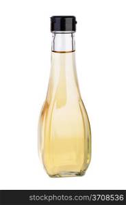 Decanter with white balsamic (or apple) vinegar isolated on the white background