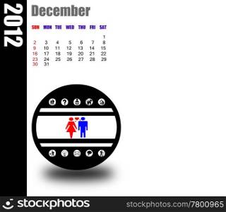 December of 2012 calendar