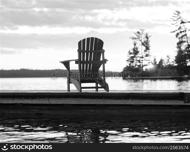 Deck chair with lake views