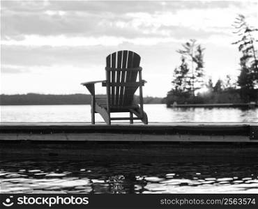 Deck chair with lake views