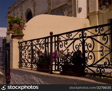 Decorafive iron railing in Santorini Greece
