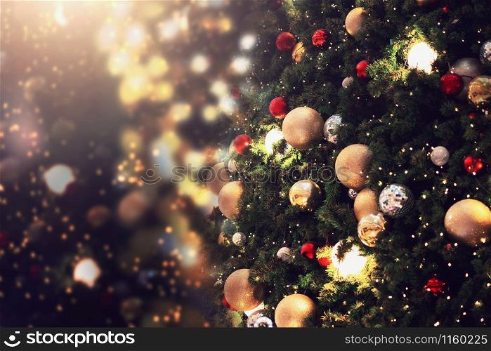 decorate christmas tree on blur background