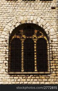Decorated Closed Window of Old Building in France