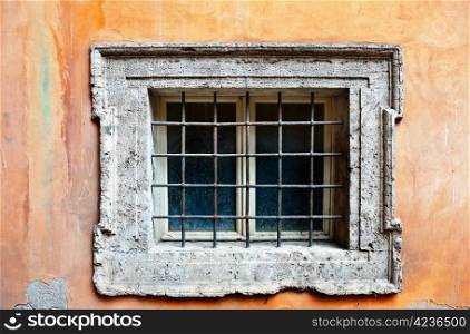 Decorated Closed Window of Old Building in Perugia, Italy