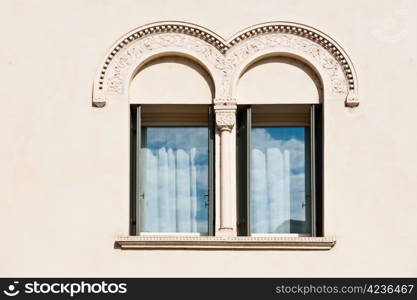 Decorated Closed Window of Old Building in Vicenza