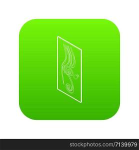 Decorated door icon green vector isolated on white background. Decorated door icon green vector