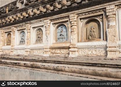 Decorated relief panel of Mahabodhi Temple in Gaya district in the state of Bihar, India