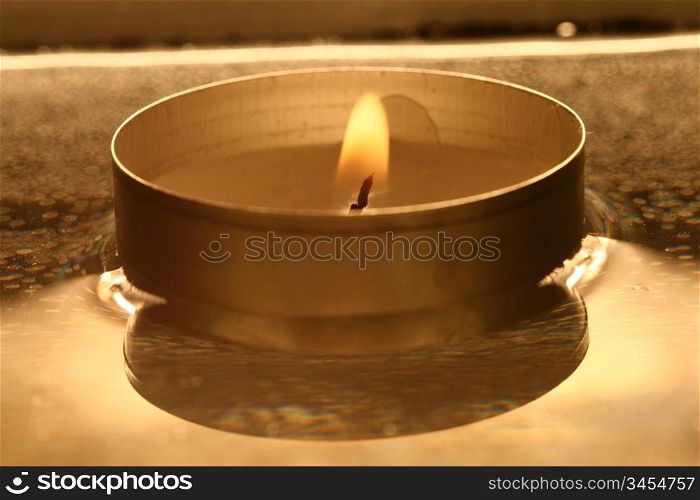 decoration fire holiday candle on water