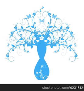 Decoration floral and vase isolated on white background