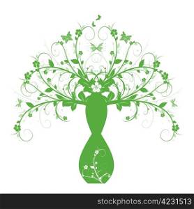 Decoration floral and vase isolated on white background