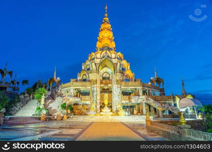 Decoration of surrounding area Big Main Pagoda in Wat Phra That Pha Son Kaew temple at Phetchabun Thailand