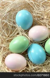 Decoration with easter eggs in nest