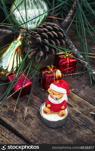 decorations for Christmas. Retro Christmas decorations and toys for the Christmas season