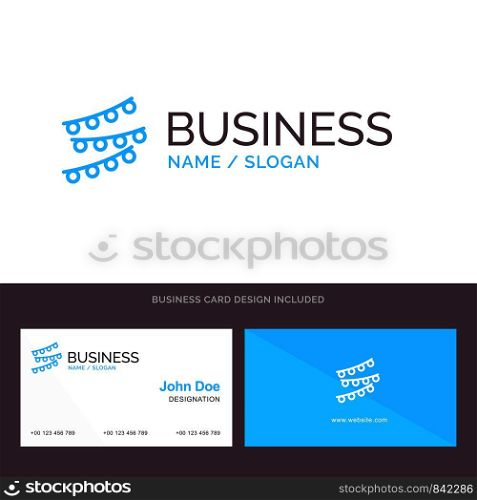 Decorations, Lights, Celebrations, Celebrate, Birthday Blue Business logo and Business Card Template. Front and Back Design