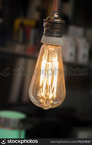 Decorative antique edison style filament light bulbs hanging