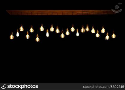 decorative antique tungsten light bulbs hanging on ceiling
