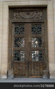 Decorative carved door in Paris France