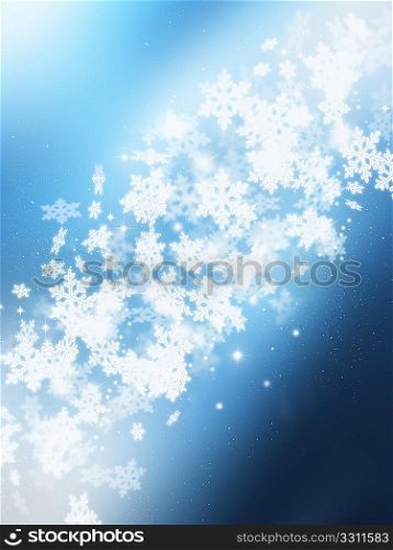 Decorative Christmas background of falling snowflakes