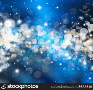 Decorative Christmas background of stars and bokhe lights