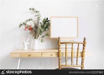 decorative desk with frame plant