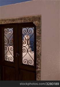 Decorative door in Santorini Greece