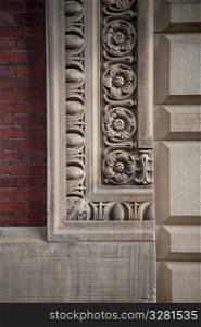 Decorative exterior wall on a bulilding in Boston, Massachusetts, USA