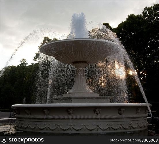 Decorative fountain the the gardens of Ogrod Saski in Warsaw in Poland