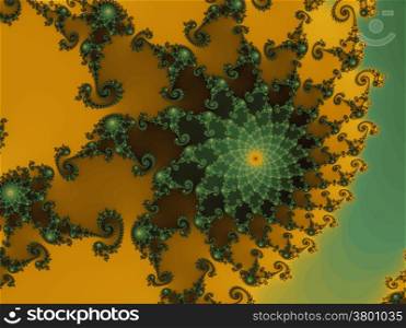 Decorative fractal background in a green - yellow colors