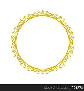 Decorative frame, elegant golden vector element round border on white, stock vector illustration