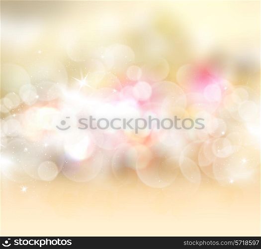 Decorative gold starry background with bokeh lights effect