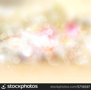Decorative gold starry background with bokeh lights effect