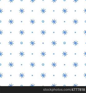 Decorative hand drawn watercolor seamless pattern with blue snowflakes on a white background