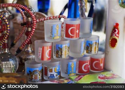 Decorative items displayed for sale, Ephesus, Turkey