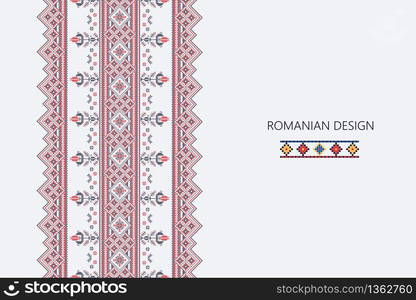 Decorative ornament with traditional Romanian design, seamless vectical border