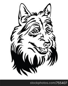 Decorative outline portrait of Dog Australian Terrier, vector illustration in black color isolated on white background. Image for design and tattoo.