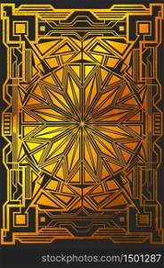Decorative retro golden frame made of geometric elements, art deco style.