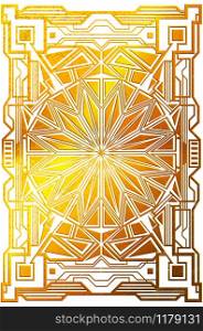 Decorative retro golden frame made of geometric elements, art deco style white background.