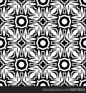 Decorative Retro Seamless Pattern. Ornamental Black White Background. Decorative Retro Black White Seamless Pattern