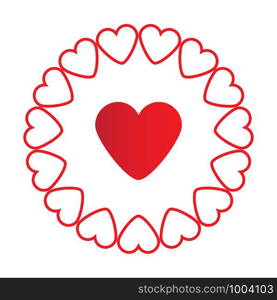 Decorative rosette with hearts isolated on white background. Love concept Valentines day. Vector Illustration EPS 10