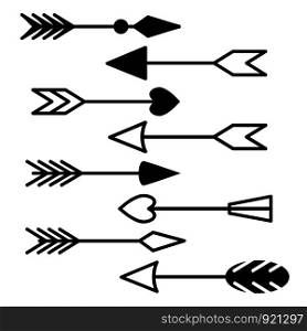 Decorative rustic arrow vector set illustration