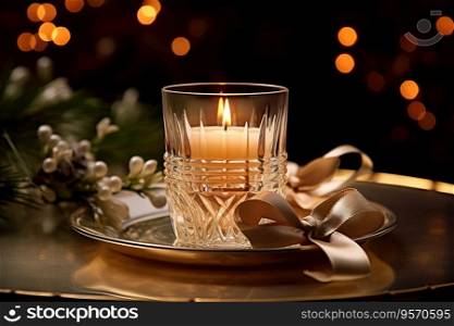 Decorative scent candle in glass at event celebration