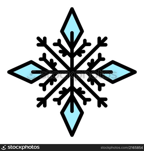 Decorative snowflake icon. Outline decorative snowflake vector icon color flat isolated. Decorative snowflake icon color outline vector