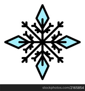 Decorative snowflake icon. Outline decorative snowflake vector icon color flat isolated. Decorative snowflake icon color outline vector