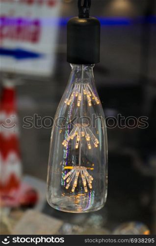 Decorative style filament light bulbs in view
