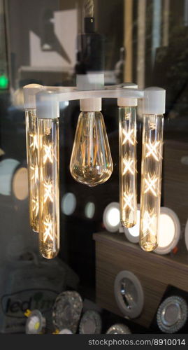 Decorative  style filament light bulbs in view