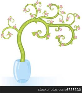 Decorative tree pink flowers with copy space vector illustration ...