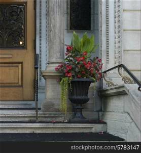Decorative urn outside a building, Golden Square Mile, Montreal, Quebec, Canada