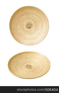 decorative wooden plate isolated on white background